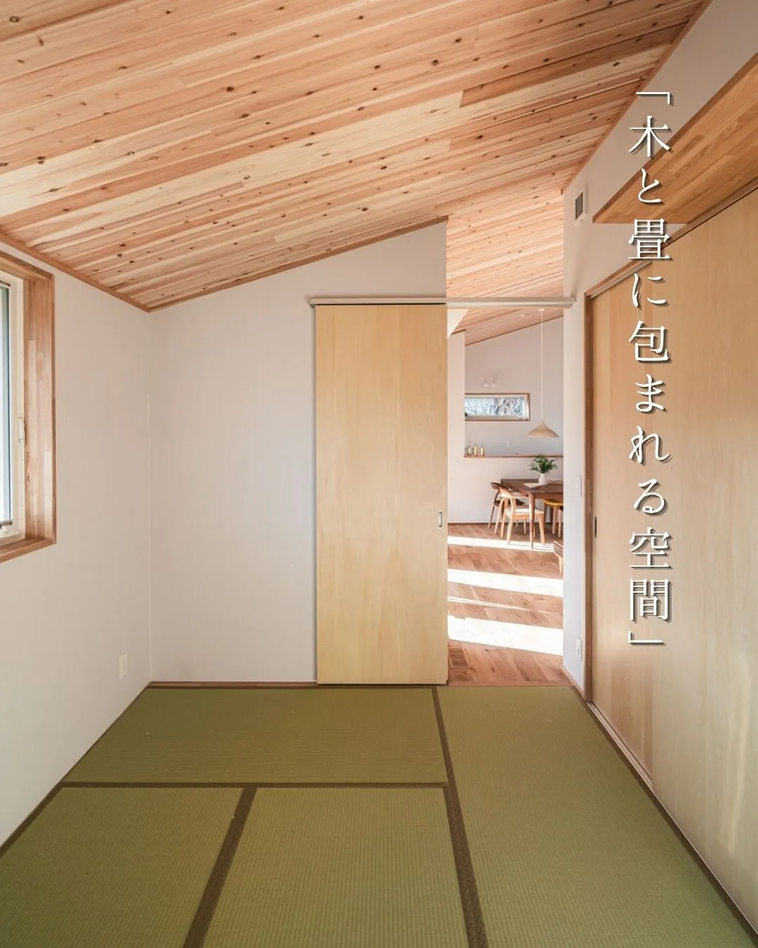 木と畳に包まれる空間